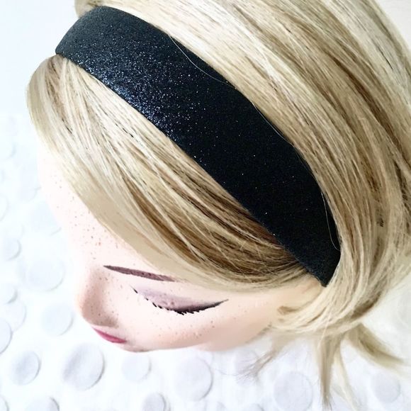 Shimmery Black Glittery Ladies/Teen Wide Headband, NEW - Picture 1 of 7